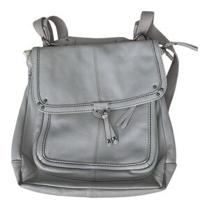 Classic Gray Leather Crossbody Bag - Women